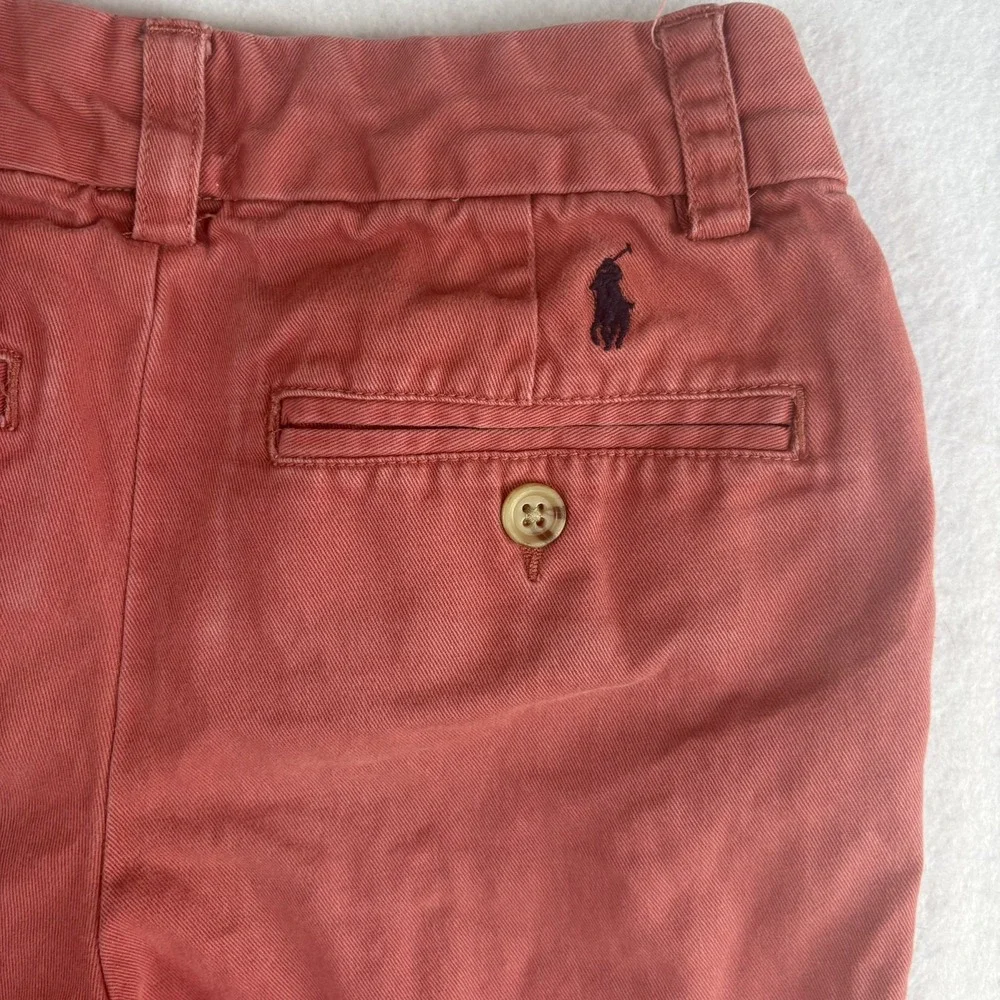 Polo Ralph Lauren Boys Chino Shorts Size 8 Coral Classic Fit Flat Front